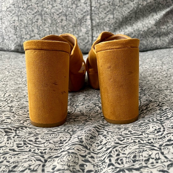 Chinese Laundry Teagan Yellow Suede Platform Mules - Picture 12 of 16